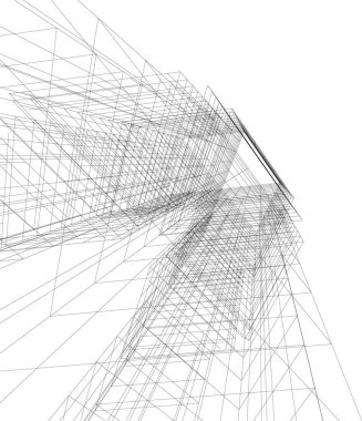 Arkaplanda mimari bina 3d illüstrasyon