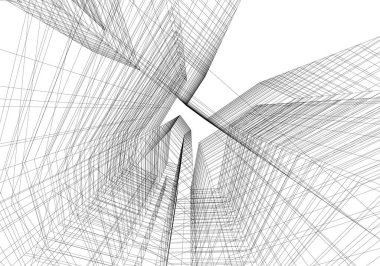 Arkaplanda mimari bina 3d illüstrasyon