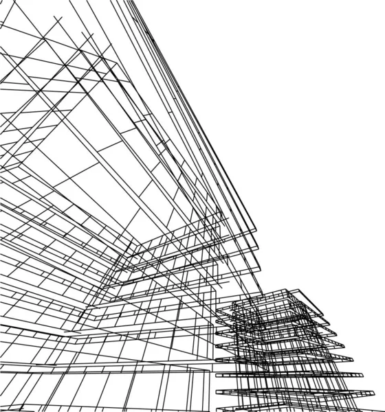 Lignes Dessin Abstraites Dans Concept Art Architectural Formes Géométriques Minimales — Image vectorielle