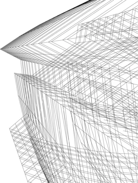 Abstracte Tekenlijnen Architectonisch Kunstconcept Minimale Geometrische Vormen — Stockvector