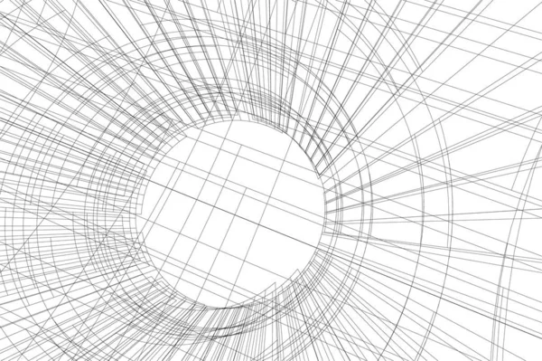 Abstracte Tekenlijnen Architectonisch Kunstconcept Minimale Geometrische Vormen — Stockvector