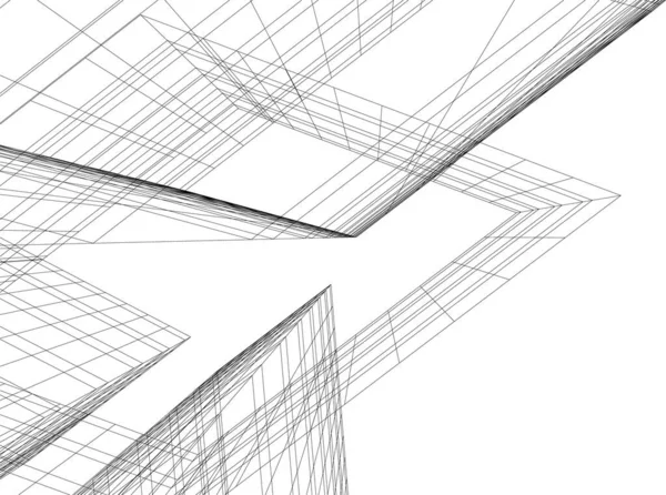 Líneas Abstractas Dibujo Concepto Arte Arquitectónico Formas Geométricas Mínimas — Archivo Imágenes Vectoriales