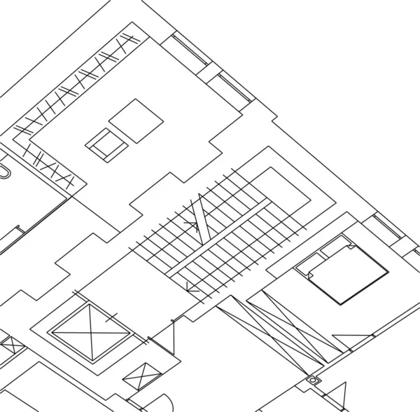 Minimala Geometriska Former Arkitektoniska Linjer — Stock vektor