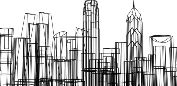 Abstrakcyjne Linie Rysunku Koncepcji Sztuki Architektonicznej Minimalne Kształty Geometryczne — Wektor stockowy