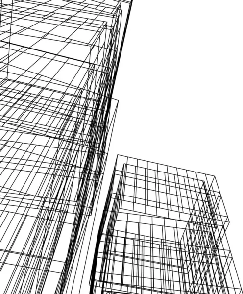 Abstracte Tekenlijnen Architectonisch Kunstconcept Minimale Geometrische Vormen — Stockvector