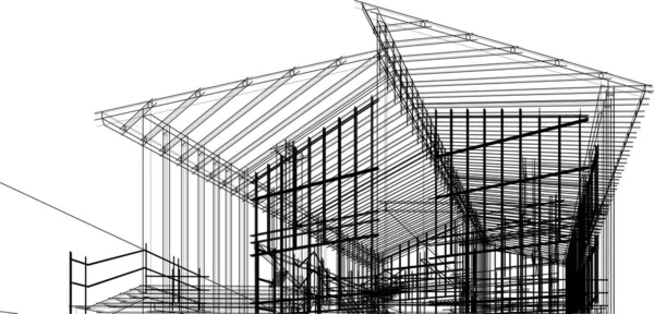 最小限の幾何学的形状建築線 — ストックベクタ