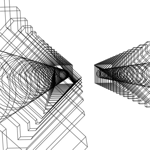 Abstracte Tekenlijnen Architectonisch Kunstconcept Minimale Geometrische Vormen — Stockvector