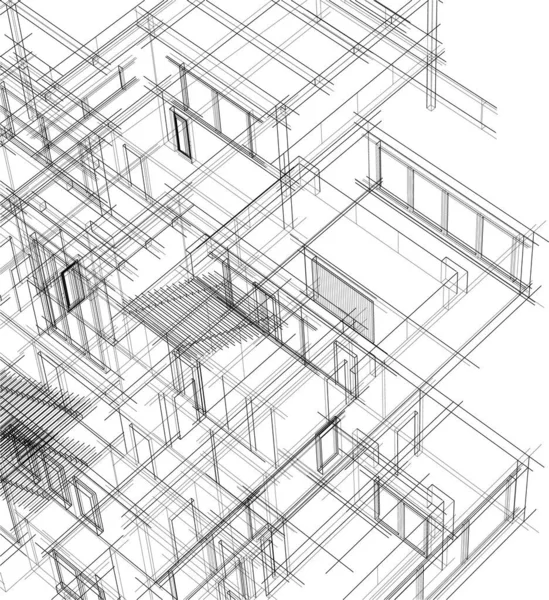 Lignes Dessin Abstraites Dans Concept Art Architectural Formes Géométriques Minimales — Image vectorielle