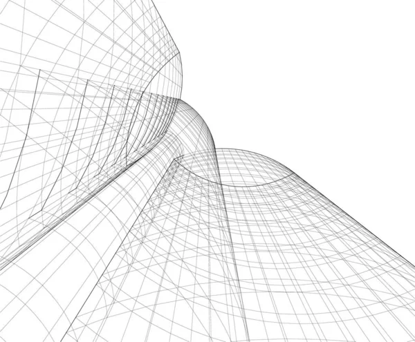 Abstrakta Teckningslinjer Arkitektonisk Konst Koncept Minimala Geometriska Former — Stock vektor