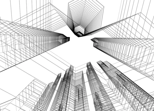 建築芸術の概念における抽象的な線や最小限の幾何学的形状 — ストックベクタ