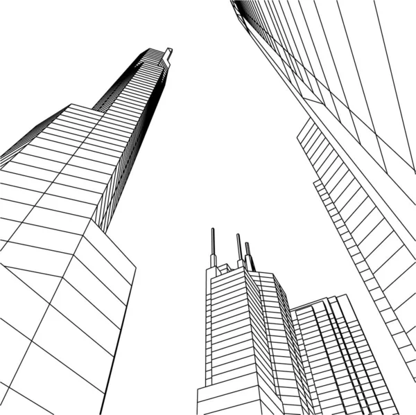 Líneas Abstractas Dibujo Concepto Arte Arquitectónico Formas Geométricas Mínimas — Archivo Imágenes Vectoriales