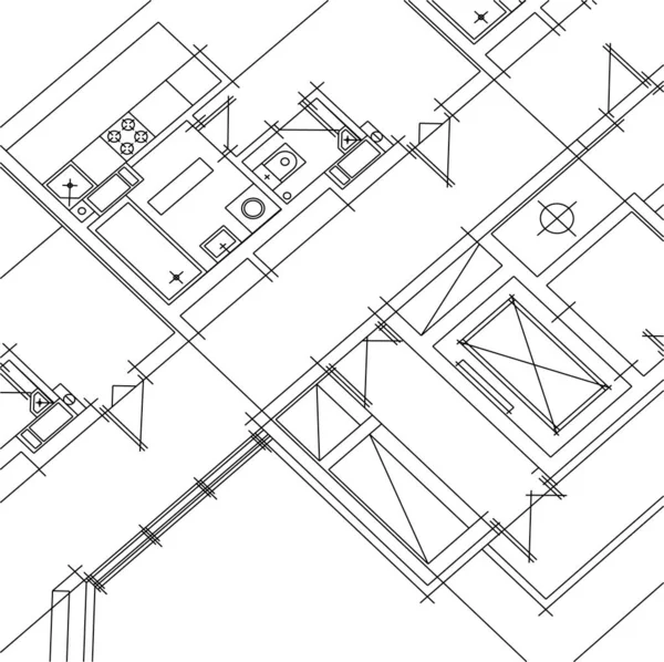 Abstracte Tekenlijnen Architectonisch Kunstconcept Minimale Geometrische Vormen — Stockvector