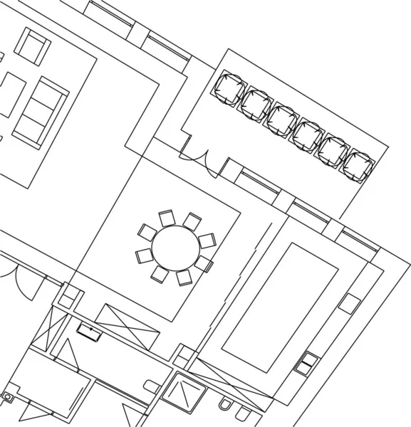 Abstrakte Zeichnungslinien Architektonischen Kunstkonzept Minimale Geometrische Formen — Stockvektor