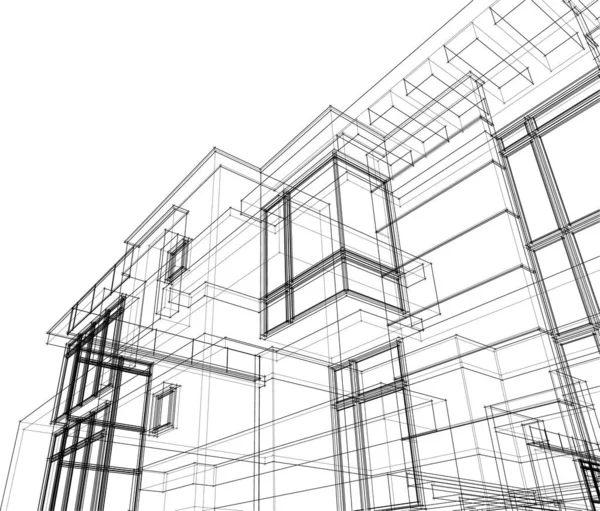 Linee Disegno Astratte Nel Concetto Arte Architettonica Forme Geometriche Minime — Vettoriale Stock