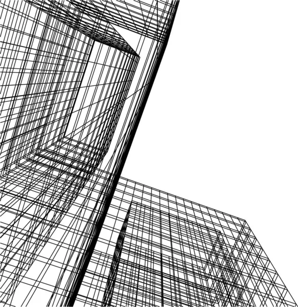 Abstrakcyjne Linie Rysunku Koncepcji Sztuki Architektonicznej Minimalne Kształty Geometryczne — Wektor stockowy