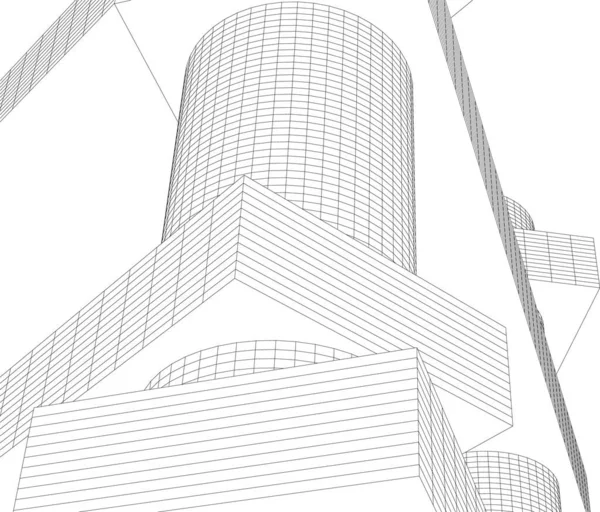 Abstracte Tekenlijnen Architectonisch Kunstconcept Minimale Geometrische Vormen — Stockvector