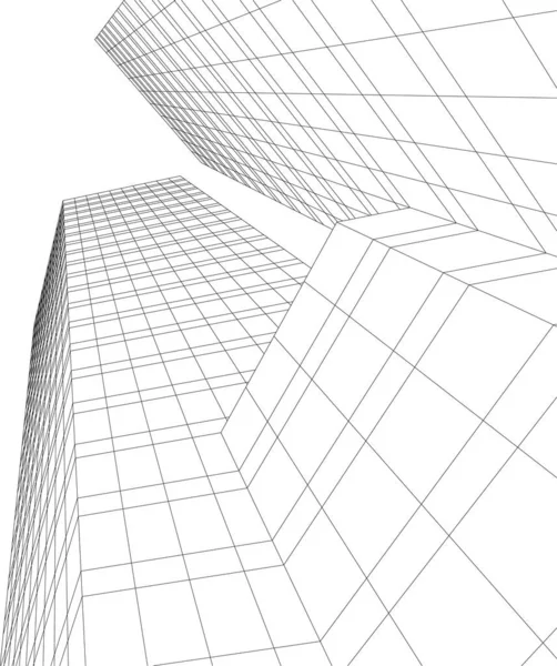 Abstrakcyjne Linie Rysunku Koncepcji Sztuki Architektonicznej Minimalne Kształty Geometryczne — Wektor stockowy