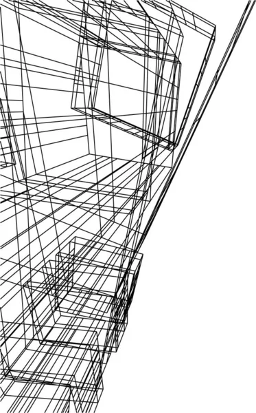 Abstracte Tekenlijnen Architectonisch Kunstconcept Minimale Geometrische Vormen — Stockvector