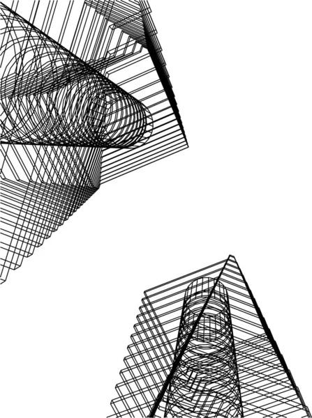 Abstrakte Zeichnungslinien Architektonischen Kunstkonzept Minimale Geometrische Formen — Stockvektor