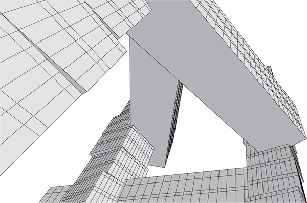 Líneas Abstractas Dibujo Concepto Arte Arquitectónico Formas Geométricas Mínimas — Vector de stock