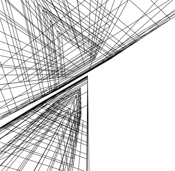 Abstrakcyjne Linie Rysunku Koncepcji Sztuki Architektonicznej Minimalne Kształty Geometryczne — Wektor stockowy