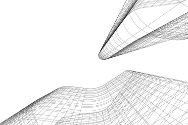 Arkaplanda mimari bina 3d illüstrasyon