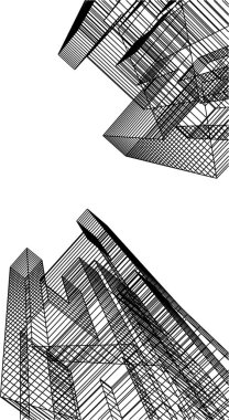 Mimari sanat konseptinde soyut çizgiler, minimum geometrik şekiller. 