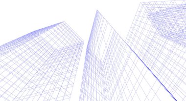 Arkaplanda mimari bina 3d illüstrasyon