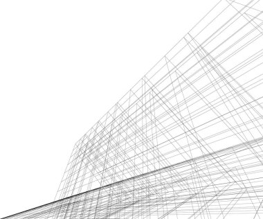 Mimari sanat konseptinde soyut çizgiler, minimum geometrik şekiller. 