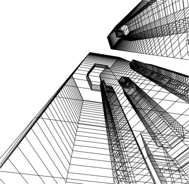 Mimari sanat konseptinde soyut çizgiler, minimum geometrik şekiller. 