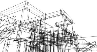 Mimari sanat konseptinde soyut çizgiler, minimum geometrik şekiller.