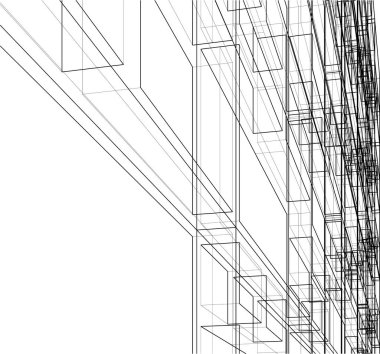 Mimari sanat konseptinde soyut çizgiler, minimum geometrik şekiller. 