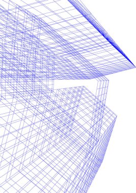 Arkaplanda mimari bina 3d illüstrasyon