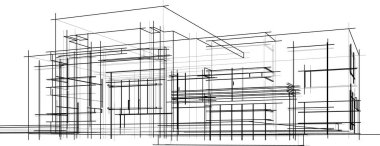 Mimari sanat konseptinde soyut çizgiler, minimum geometrik şekiller. 
