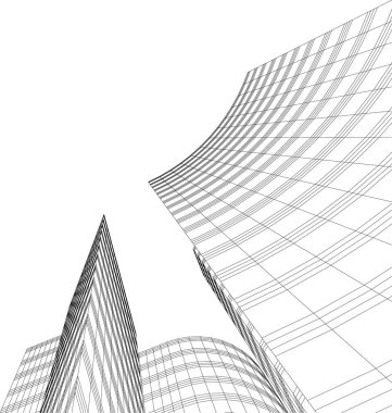 Mimari sanat konseptinde soyut çizgiler, minimum geometrik şekiller. 