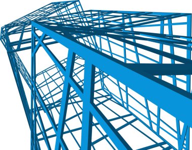 Arkaplanda mimari bina 3d illüstrasyon