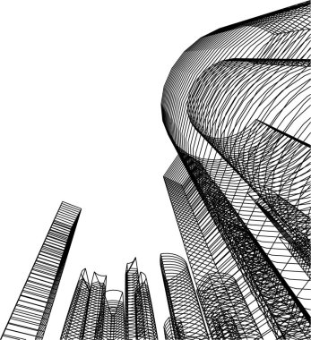 Mimari sanat konseptinde soyut çizgiler, minimum geometrik şekiller. 