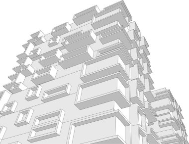Mimari sanat konseptinde soyut çizgiler, minimum geometrik şekiller.