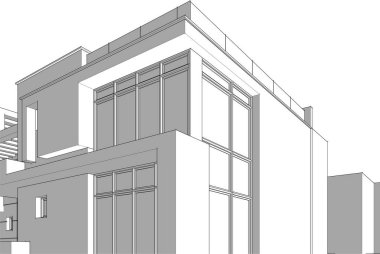 Mimari sanat konseptinde soyut çizgiler, minimum geometrik şekiller.