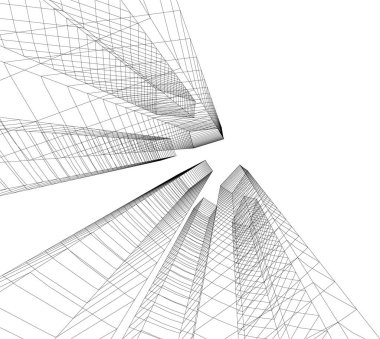 Mimari sanat konseptinde soyut çizgiler, minimum geometrik şekiller. 