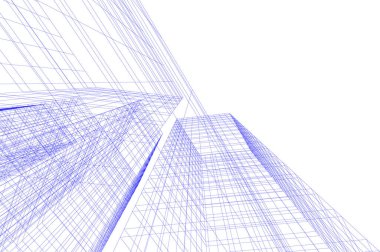 Arkaplanda mimari bina 3d illüstrasyon