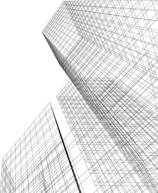 Arkaplanda mimari bina 3d illüstrasyon