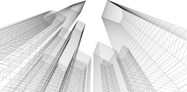 Mimari sanat konseptinde soyut çizgiler, minimum geometrik şekiller.