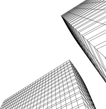 Mimari sanat konseptinde soyut çizgiler, minimum geometrik şekiller. 