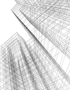 Arkaplanda mimari bina 3d illüstrasyon