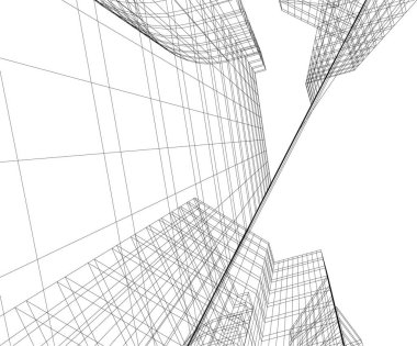 Mimari sanat konseptinde soyut çizgiler, minimum geometrik şekiller. 