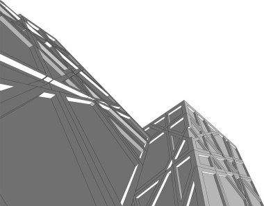 Mimari sanat konseptinde soyut çizgiler, minimum geometrik şekiller. 