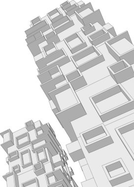 Mimari sanat konseptinde soyut çizgiler, minimum geometrik şekiller. 