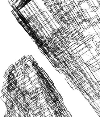 Arkaplanda mimari bina 3d illüstrasyon