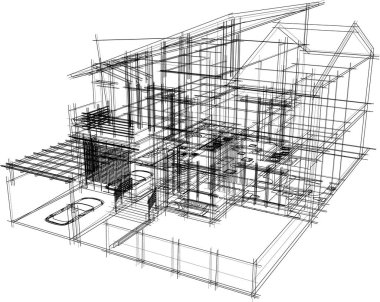Mimari sanat konseptinde soyut çizgiler, minimum geometrik şekiller.